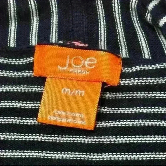 Joe Fresh Navy & White Striped Cardigan Size M, Casual Open Front Layering Piece - Picture 3 of 5